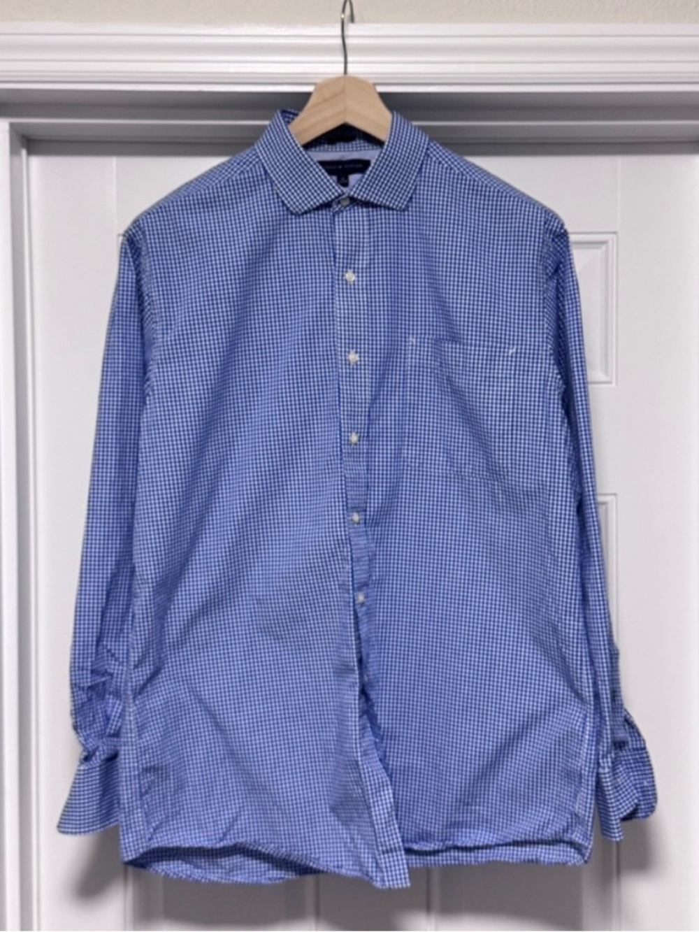 Tommy Hilfiger Blue Gingham Shirt Regular Fit 16 34/35